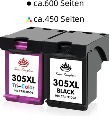 Produktbild von Kompatible Druckerpatronen als Ersatz für HP 305 XL 305XL für DeskJet 2710 2724 für Plus 4110 Envy 6010 6020 6032 Pro 6400 (600 Seiten/Schwarz, 450 Seiten/Farbe)