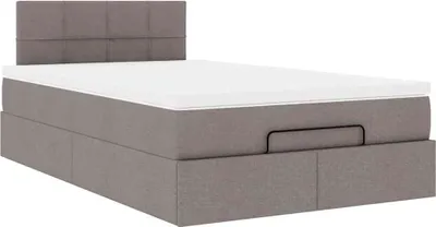 Produktbild von Ottoman-Bett mit Matratze Taupe 120x200 cm Stoff