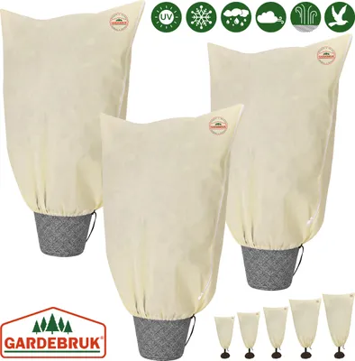 Image de Housse de protection pour plantes lot de 3 60x80cm 70g/m² fermeture éclair voile d’hivernage bâche de protection beige