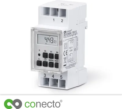 Produktbild von conecto Digitale Zeitschaltuhr für Hutschienen, IP20, 3600 Watt, weiß