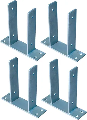 Produktbild von 4x U Pfostenträger für Zaunpfosten 9x9 cm zum Aufschrauben verzinkt Pfostenanker