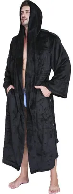 Productafbeelding van Heren Pyjama met Badjas en Capuchon (Zwart, L)