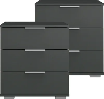 Produktbild von Schlafzimmer 2er Set Nachttisch Nachtschrank, auch für Boxspringbetten geeignet, in graphit ELSTRA-43, B/H/T ca. 52/58/38 cm