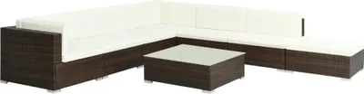 Immagine prodotto di vidaXL set salotto da giardino 8 pezzi con cuscini in poly rattan marrone