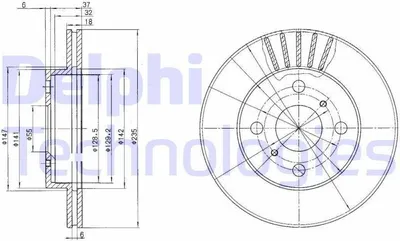Produktbild von 2x DELPHI Bremsscheibe BG3519 für TOYOTA Yaris Schrägheck (_P1_) 43 2mm 235mm