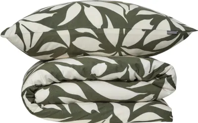 Produktbild von SCHIESSER Bettwäscheset Leaf | Feinbiber | 2-teilig | Floral | 100 % Baumwolle | Weich & angeraut für kuschelige Nächte | YKK-Reißverschluss | 135x200cm + 80x80cm | Grün