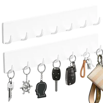 Productafbeelding van Sleutelbord zonder boren, 2 stuks, met 7 haken, voor wandmontage