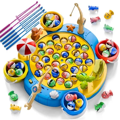 Produktbild von Magnetisches Angelspiel 53-teilig - 360° Drehender Angelteich Lernspielzeug - Pädagogisches Brettspiel Geschenk für Jungen & Mädchen ab 3-8 Jahre