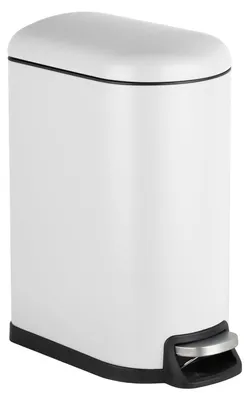 Imagen del producto de Contenedor de basura de 10 litros, con cubo interior de plástico, sistema de cierre suave, pedal, ideal para cocina o baño, color blanco, dimensiones: 39 x 18,5 x 31,5 cm