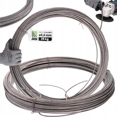 Zdjęcie produktu dla DRUT STALOWY TWARDY czarny 5,6mm Zbrojeniowy MOŻNA GO SPAWAĆ 128mb 25kg