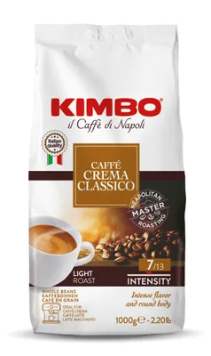 Immagine prodotto di Kimbo, Caffè in Grani - 1 kg - Miscela Espresso Crema Classico, Caffè Cremoso, Intensità 7/13, Tostatura Chiara, 1000 g