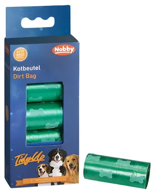 Immagine prodotto di Nobby TidyUp sacchetti per la cacca con stampa di ossa 4 rotoli da 15 sacchetti verde