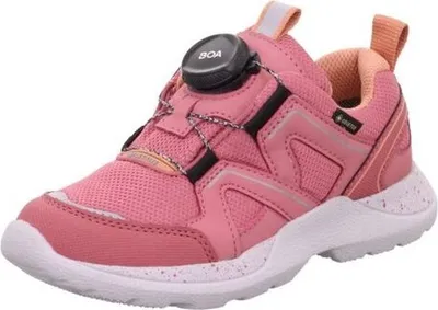 A single pink sneaker is shown from a side angle against a white background.