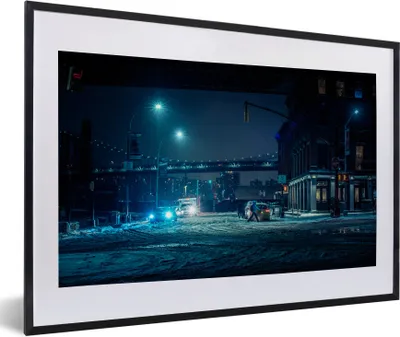 Produktbild von MuchoWow® Gerahmtes Poster New York - Brooklyn - Brücke 60x40 cm - Poster mit Schwarzem Bilderrahmen Wandposter Rahmen Foto Bilder - Schlafzimmer - Plakat in Rahmen - Drucken