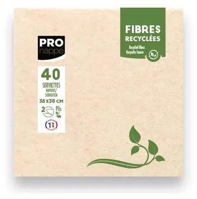 Image de Pronappe 30x 40 serviettes ouate recycl 2 plis 38x38 cm Kraft SV633842I