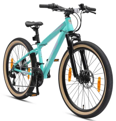 Produktbild von BIKESTAR Kinder Jugend Mountainbike 24 Zoll ab 8 Jahre | 21 Gang Hardtail MTB Scheibenbremse Federgabel | Mint