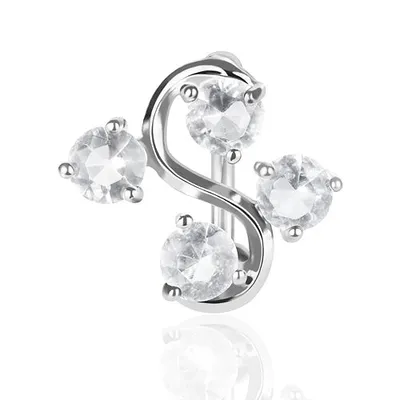 Produktbild von Taffstyle Bauchnabelpiercing Reverse Bauchnabelpiercing Schmuck Stecker mit 4 Kristallen, Clear