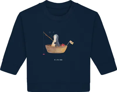 Produktbild von Mr. & Mrs. Panda Organic Baby Pullover Pinguin Angelboot 12. - 18. Monat - French Navy - Geschenk, Boot, Leben, Scheidung, Bullover, Optimistisch, Pinguine, Angeln
