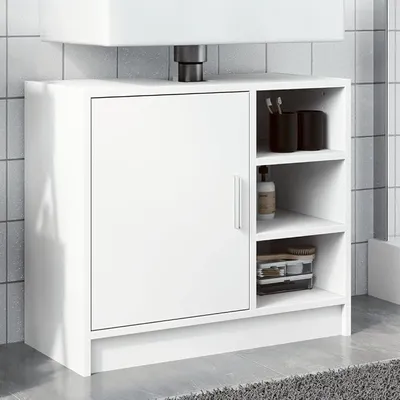 Image de Meuble sous-lavabo, blanc, 63x29x55 cm, en panneaux de particules, mobilier, ensembles de meubles, meubles de salle de bain, blanc, 14 kg, 848129