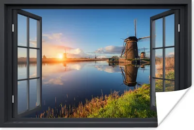 Produktbild von MuchoWow® Poster Aussicht - Mühle - Sonne 30x20 cm - Plakate - Print