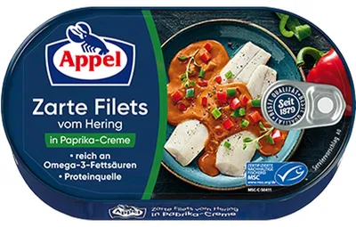 Zdjęcie produktu dla Filety śledziowe w śmietanie z pikantną papryką 200g