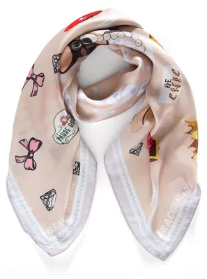 Produktbild von Seidentuch für Damen, Marke Braccialini, Farbe Altrosa, Größe 90x90 cm, Material: Polyester, Muster: Fantasie