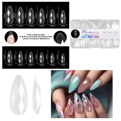Produktbild von 120 Stück Transparent Falsche Nägel Tips, Full Cover Nageltips für Nagelstudios und DIY Nail Art, Stil: 3