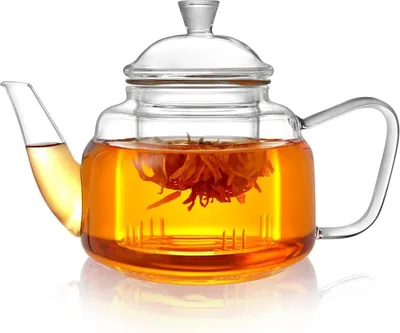 Image de CNGLASS Théière en verre avec infuseur amovible 600ml verre borosilicaté Safe pour cuisinière et micro-ondes