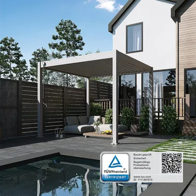 Produktbild von Classic Pavillon Terrassenüberdachung Aluminium 3 x 3 M Ivory Sand