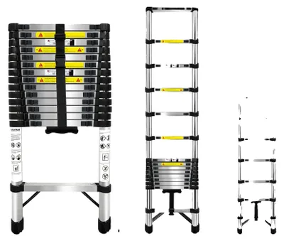 Image de Échelle télescopique, design antidérapant, grande capacité de charge, 4,4 mètres. Sans crochet