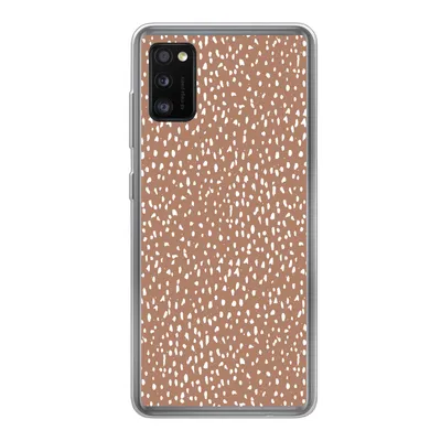 Produktbild von MuchoWow® Handyhülle Schutzhülle Hülle für Samsung Galaxy A41 Polka dots - Weiß - Braun Silikon Softcase Handy Hülle - Mobiltelefon