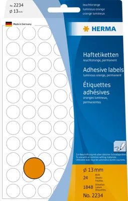 Obrázek produktu pro HERMA 2234, Oranžová, Kruh, Celulóza, Papír, 24 listy, 11,1 cm, 17 cm