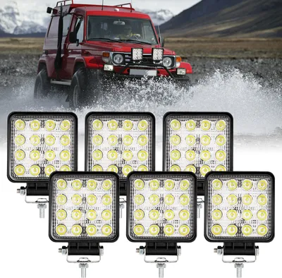 Obrázek produktu pro Yakimz obdélníkové LED pracovní světlo IP67 vodotěsné 12V 24V LED světlomety pro nákladní automobily, offroad, SUV, ATV, traktorové couvací světlo 48W 6 kusů
