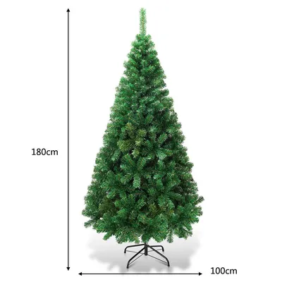 Image de Arbre de Noël artificiel CM19722, support en métal, 1,8 m, vert