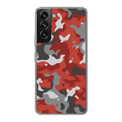 Produktbild von MuchoWow® Handyhülle Schutzhülle Hülle für Samsung Galaxy S22 Rot mit grauem Camouflage-Muster Silikon Softcase Handy Hülle - Mobiltelefonhülle