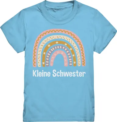 Produktbild von Kleine Schwester Shirt Regenbogen Kleine Schwester Geschenk – Sky Blue / 110/116 (5-6)