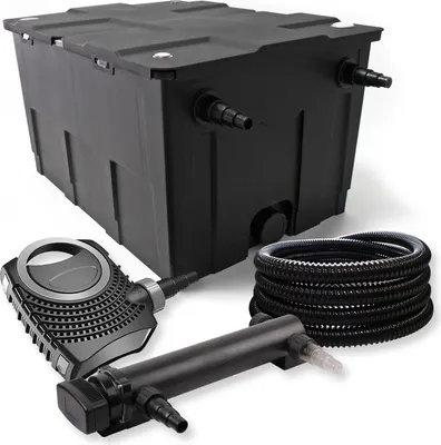 Image de SunSun Kit complet: CBF-550 Filtre de bassin jusqu'à 60000 L Biologique, NEO7000 SuperEco pompe de filtration 7000l/h 50W, CUV-318 lampe uv UVC Clarificateur avec 18W, 25m Tuyau 25 mm (1")