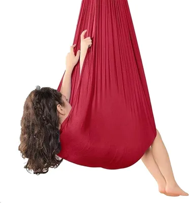 Produktbild von Sensorische Schaukel 1 Stück, Grau Rot, Für Autismus Therapie, Indoor Und Outdoor, Für Kinder Erwachsene Mit Besonderen Bedürfnissen