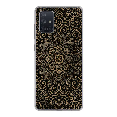 Produktbild von MuchoWow® Handyhülle Schutzhülle Hülle für Samsung Galaxy A51 5G Goldenes Muster auf schwarzem Hintergrund Silikon Softcase Handy Hülle - Abbildung