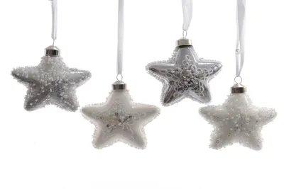Produktbild von Christbaumschmuck Stern Glas perlen Ø 8cm 4er Set