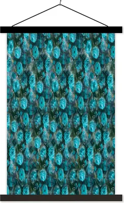 Produktbild von MuchoWow® Textilposter Blumen - Blau - Rosen 60x90 cm mit schwarzem Rahmen - Poster Wohnzimmer