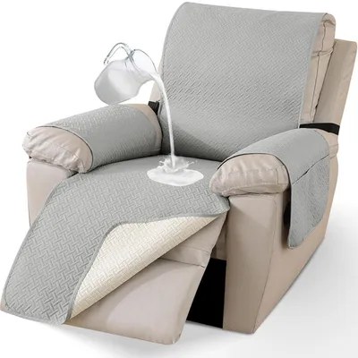 Immagine prodotto di Copertura impermeabile per poltrona, 1 posto, grigio chiaro, con tasche laterali e antiscivolo, ideale per animali domestici