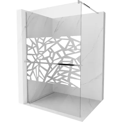 Obrázok produktu pre Mexen Kioto+ sprchová stena s poličkou a lištou 130 x 200 cm, transparentnéné/biely vzor 8 mm, chrómová - 800-130-121-01-85