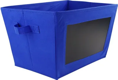 Produktbild von Aufbewahrungsbox Faltbox 40x28x23cm 3 Farben Stoffkorb beschreibbares Kreidefeld, Farbe:blau