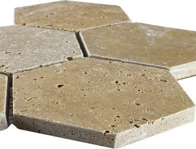 Produktbild von Travertin Naturstein Mosaikfliesen Mercado Sechseck Braun