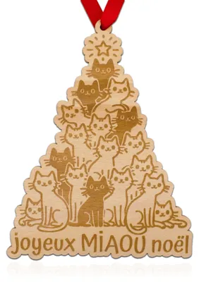Kerstbal Kattenboom – handgemaakte houten decoratie, 1 Stück
