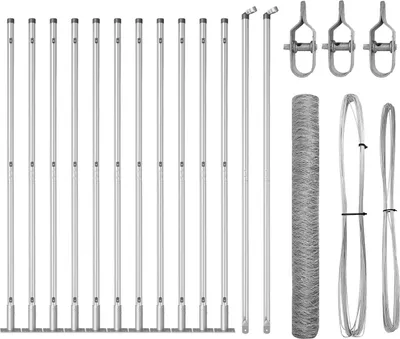 Produktbild von Möbel Sechseckzaun mit 11 Flanschpfosten 1x25 m Verzinkter Stahl - Zaunzubehör 3353800