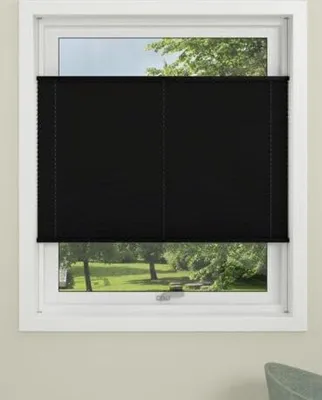 Produktbild von Plissee schwarz ohne Bohren 120x130 cm Klemmfix mit Klemmträger, Faltrollos 100% Polyester, Rollos für Fenster & Türen ohne Bohren, Jalousien Sonnenschutz-Sichtschutz