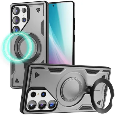 Produktbild von NALIA Magnetische Panzerhülle für Samsung Galaxy S25 Ultra – für MagSafe & 360° Ring – STORMGUARD (Outdoor Case) – Marke aus Berlin – Titan Grau