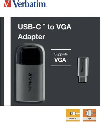 Obrázek produktu pro Verbatim 49145, 0,01 m, USB typu C, VGA (D-Sub), Samec, Samice, Pravý